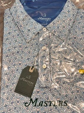 Masters 2026 - Dogwood pattern Tech Men's Light Blue  Golf Polo - New with Tags
